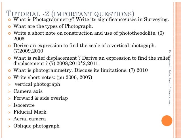 Photogrammetry Survey Surveying Ii Civil Engineering Students - prameshhada asst professor nec 5 tutorial 2